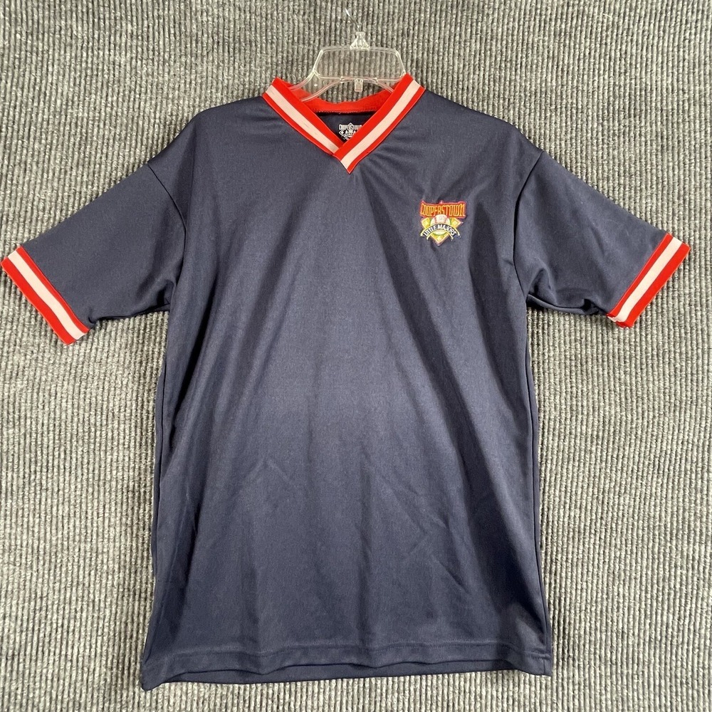 Cooperstown Jersey Adult Medium Blue Little Majors Baseball Shirt Stretch V Neck